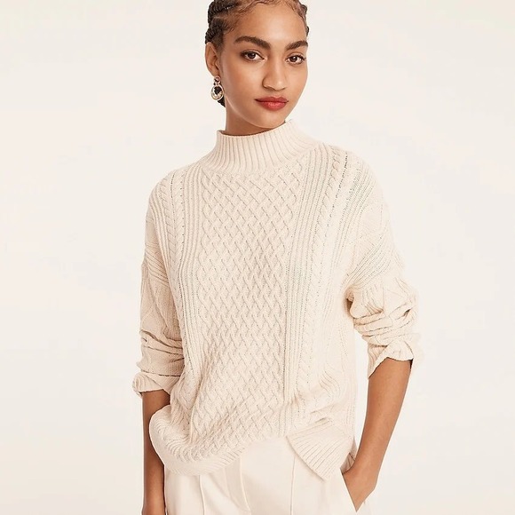 J.Crew NWT Women´s Cable Knit Mock Neck Pullover...